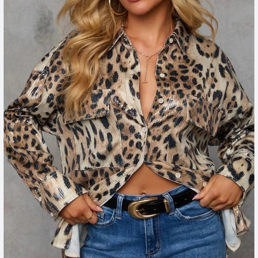 Fate Leopard Print Button-Down Shirt - image 1